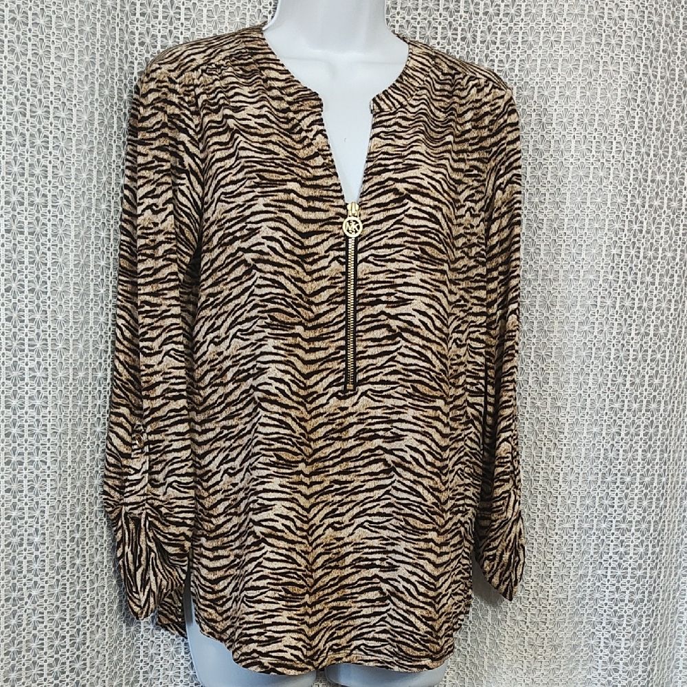 Michael Kors Animal Print Blouse with Zipper